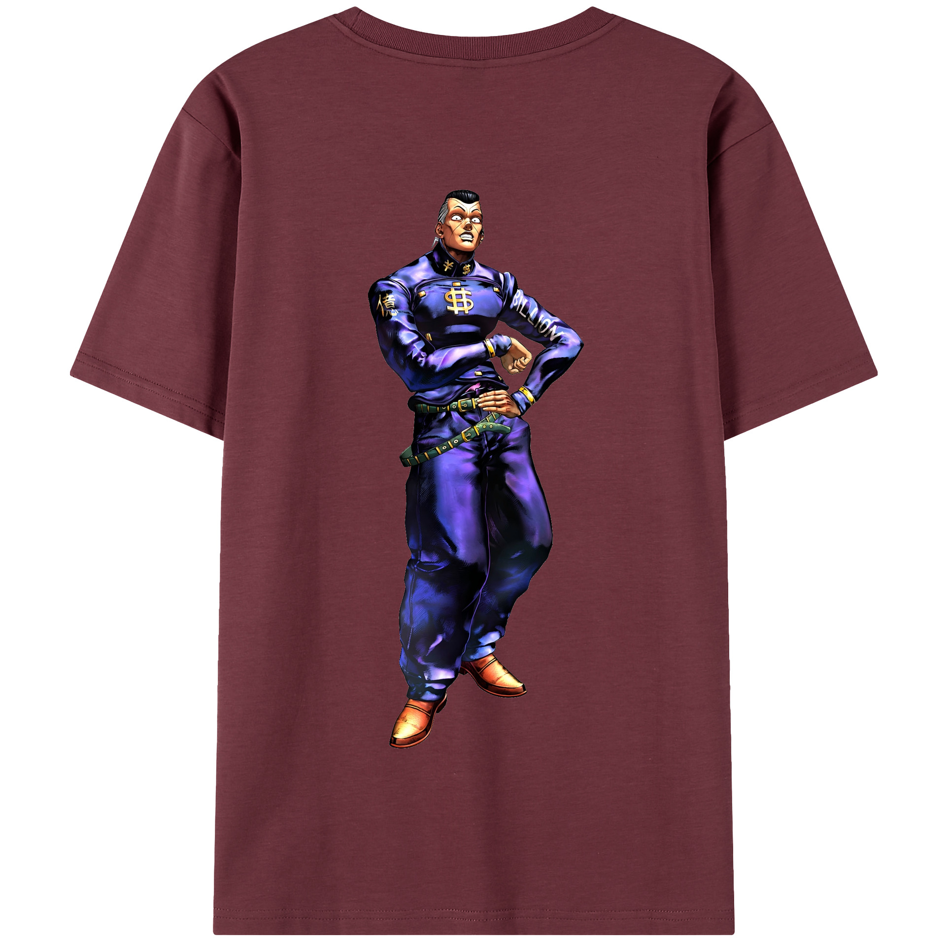 （画像用） ジョジョの奇妙な冒険 虹村億泰 にじむら おくやす JoJo's Bizarre Adventure Nijimura Okuyasu 綿100％半袖Tシャツ（背面プリント）